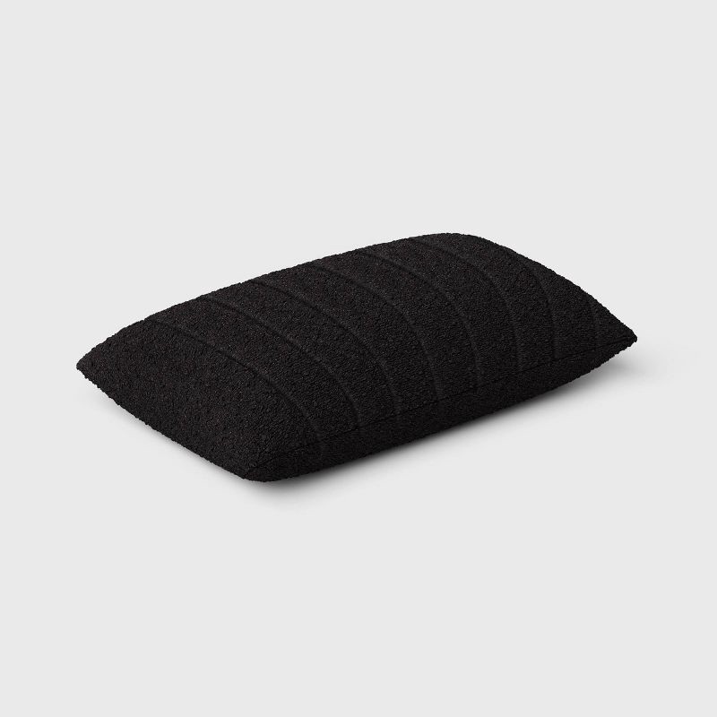 slide 3 of 4, Oversized Channeled Boucle Lumbar Throw Pillow Black - Threshold™: Soft, Reversible, Indoor Use, Polyester Fill, 1 ct