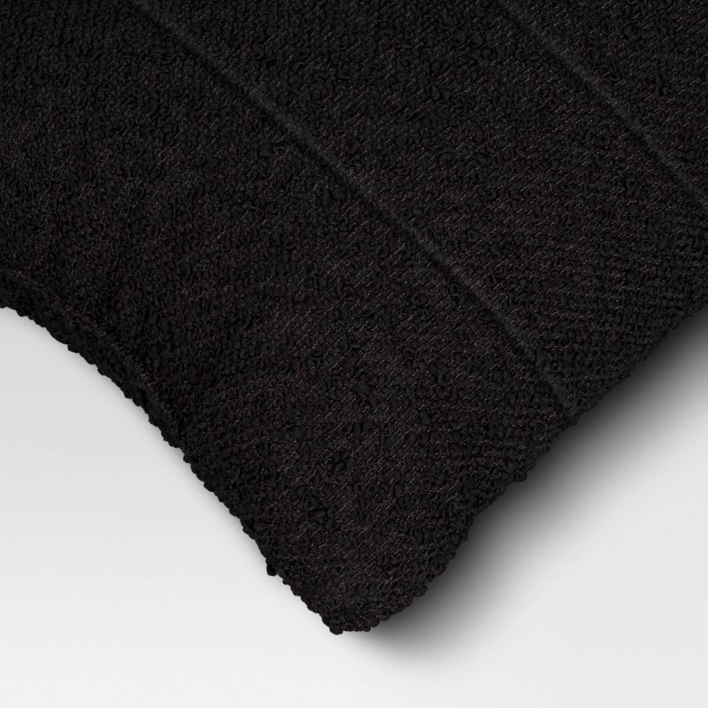 slide 4 of 4, Oversized Channeled Boucle Lumbar Throw Pillow Black - Threshold™: Soft, Reversible, Indoor Use, Polyester Fill, 1 ct