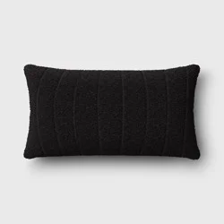 Oversized Channeled Boucle Lumbar Throw Pillow Black - Threshold™: Soft, Reversible, Indoor Use, Polyester Fill