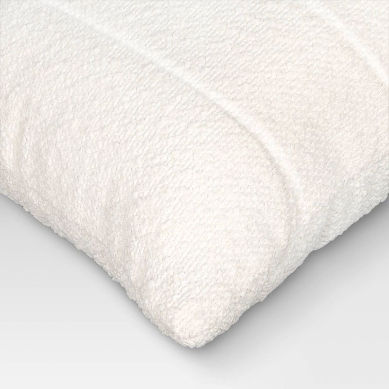 slide 4 of 4, Oversized Channeled Boucle Lumbar Throw Pillow Ivory - Threshold™: Soft Polyester, Indoor Use, Rectangular Shape, 1 ct