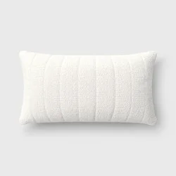 Oversized Channeled Boucle Lumbar Throw Pillow Ivory - Threshold™: Soft Polyester, Indoor Use, Rectangular Shape