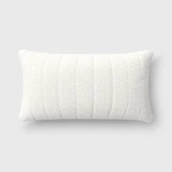 Oversized Channeled Boucle Lumbar Throw Pillow Ivory - Threshold™: Soft Polyester, Indoor Use, Rectangular Shape