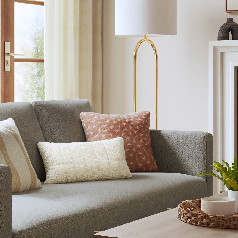 slide 2 of 4, Velvet Jacquard Geo Square Throw Pillow Blush/Ivory - Threshold™: Textured, Zippered, Indoor Decor, 1 ct