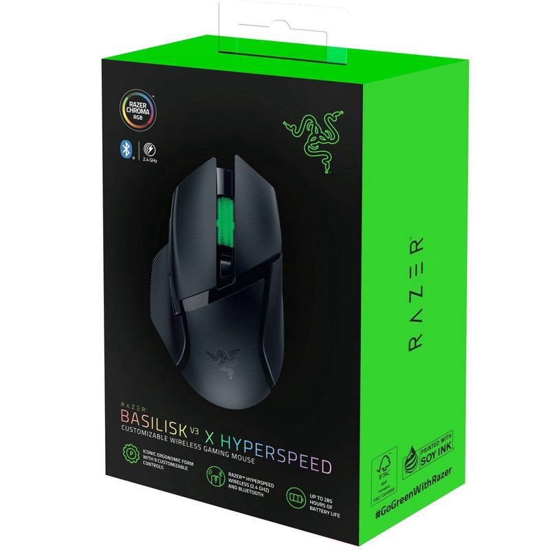 slide 10 of 11, Razer Basilisk V3 X HyperSpeed Gaming Mouse: RGB Lighting, PTFE Material, 1 ct