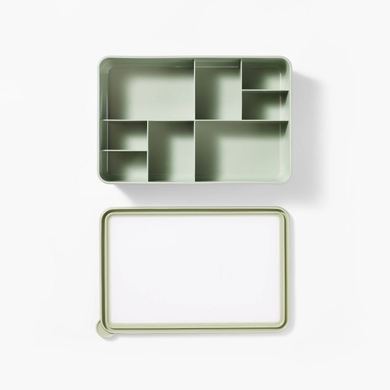 slide 3 of 3, 8 Compartment Large Plastic Snack Bento Box Sage Green - Figmint™: Recycled PET, Dishwasher & Microwave Safe, 1 ct