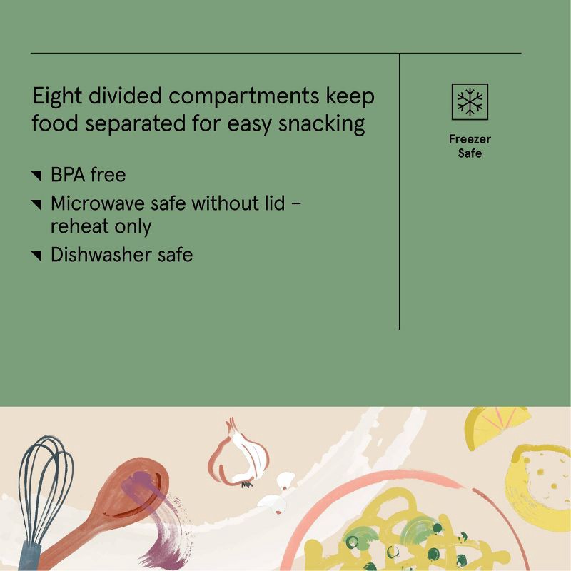 slide 4 of 4, 8 Compartment Large Plastic Snack Bento Box Sage Green - Figmint™: Recycled PET, Dishwasher & Microwave Safe, 1 ct