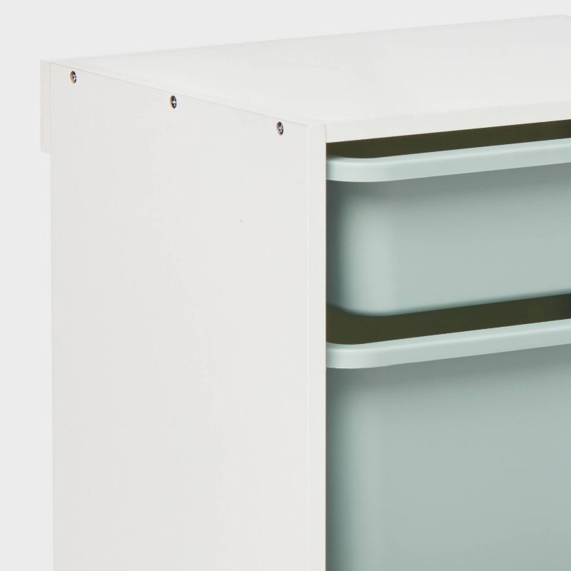 slide 4 of 4, Multi-Bin Kids' Storage Smoke Green - Pillowfort™: Toy Storage Rack, 3 Shelves, 30% Recycled Plastic, 1 ct
