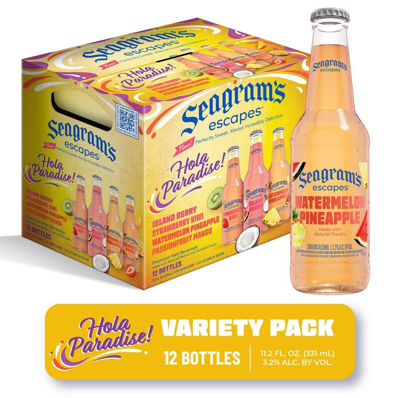 slide 3 of 6, Seagram's Escapes Seagrams Escapes Hola Paradise Variety - 12pk/11.2 fl oz Bottles, 12 ct, 11.2 fl oz