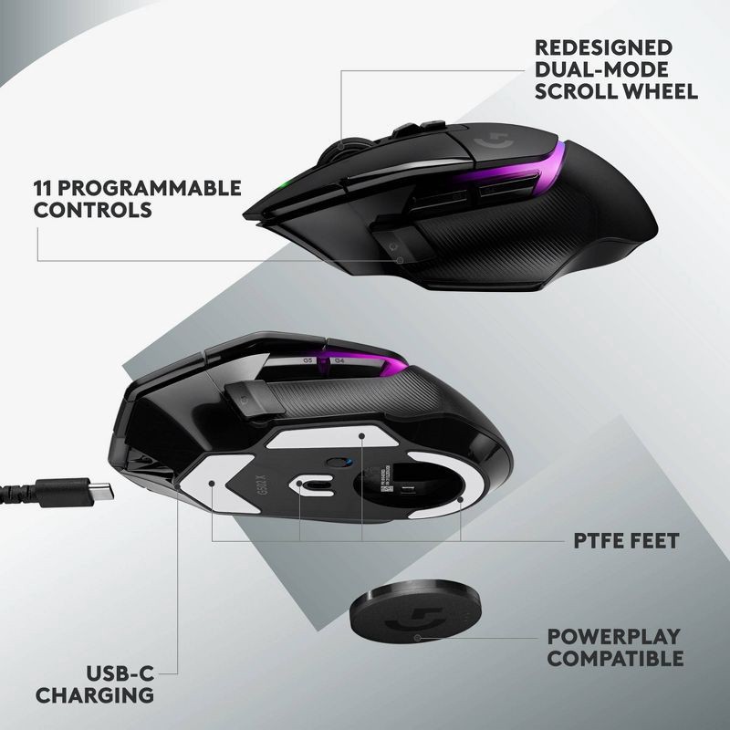 slide 7 of 9, Logitech G502 X Plus Wireless Gaming Mouse - Black, 1 ct