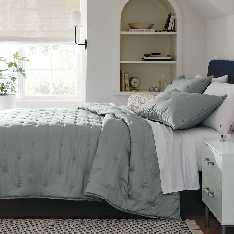 slide 2 of 5, 3pc King TENCEL™ Comforter and Sham Set Light Teal Green - Threshold™, 3 ct