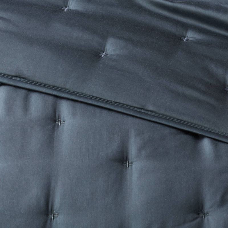 slide 3 of 5, 3pc Full/Queen TENCEL™ Comforter and Sham Set Dark Teal Blue - Threshold™: Satin Weave, 320 Thread Count, Cooling Bedding Set, 3 ct