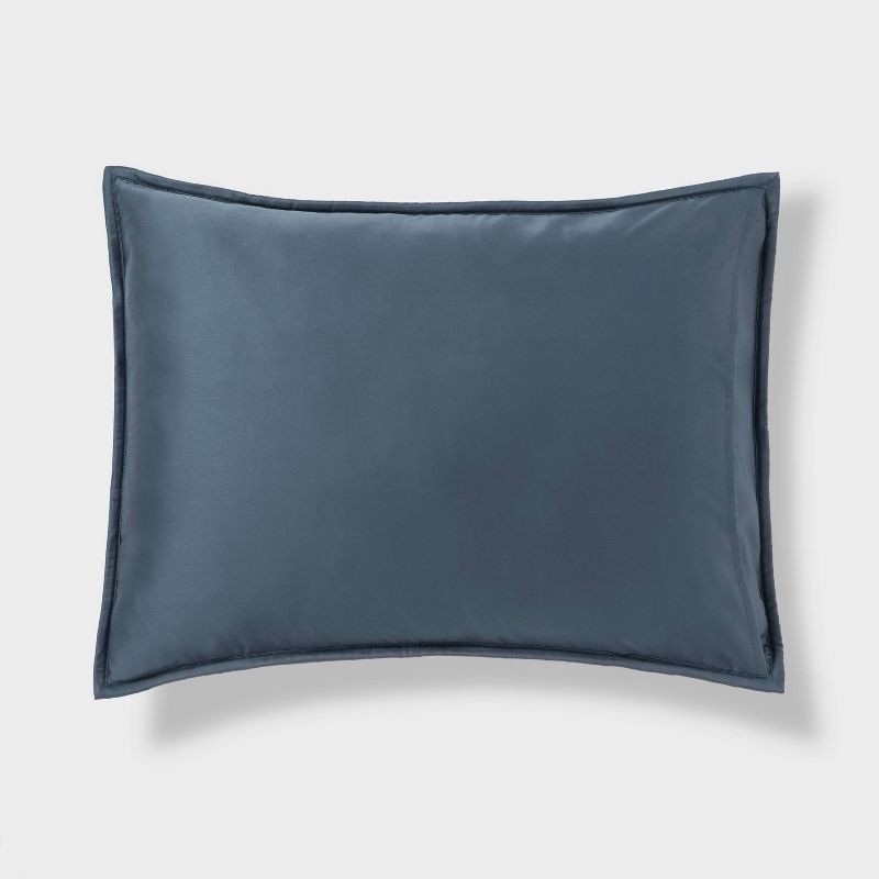 slide 5 of 5, 3pc Full/Queen TENCEL™ Comforter and Sham Set Dark Teal Blue - Threshold™: Satin Weave, 320 Thread Count, Cooling Bedding Set, 3 ct