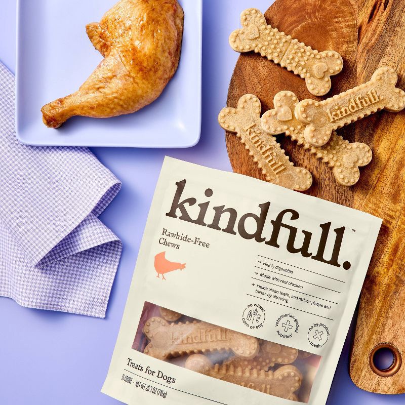 slide 2 of 7, Rawhide-Free Chews Dog Treats Chicken Flavor - 26.3oz/15ct - Kindfull™, 26.3 oz, 15 ct