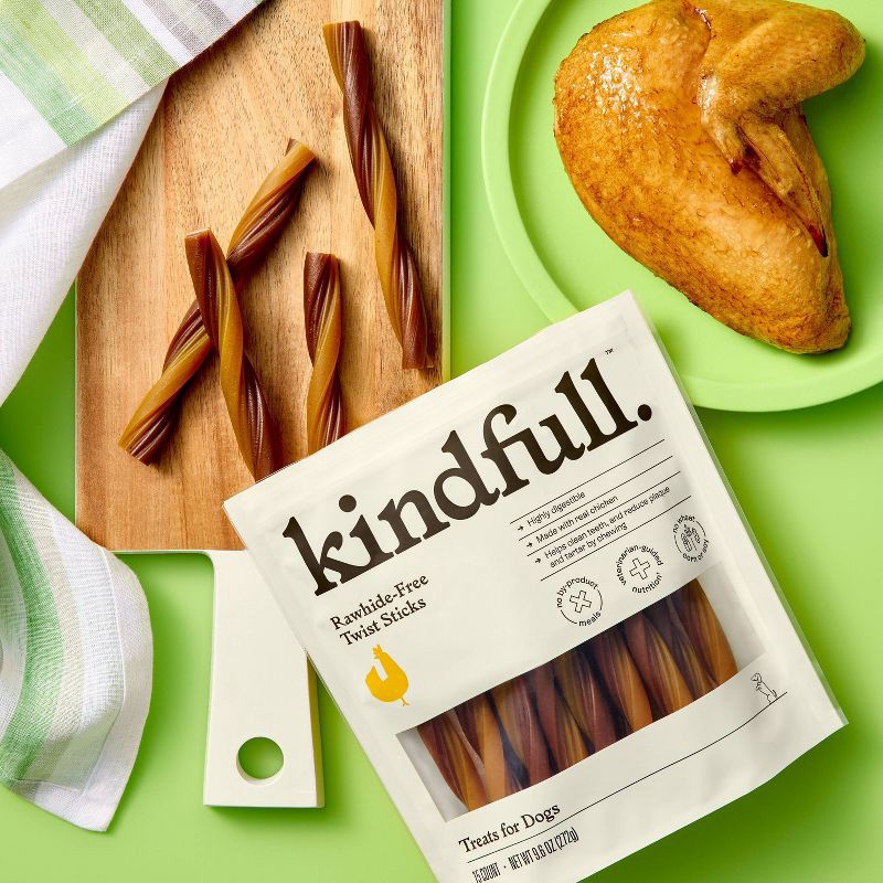 slide 2 of 7, Rawhide-Free Twist Stick Dog Treats Chicken Flavor - 9.6oz/15ct - Kindfull™, 15 ct; 9.6 oz