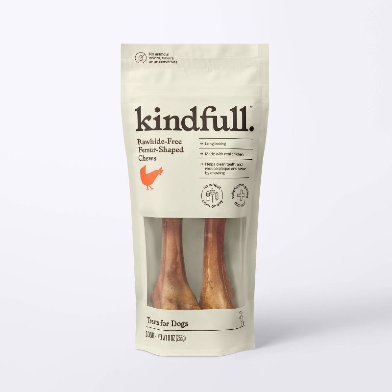 slide 1 of 7, Rawhide-Free Femur-Shaped Dog Treats Chicken Flavor - 9oz/2ct - Kindfull™, 2 ct; 9 oz