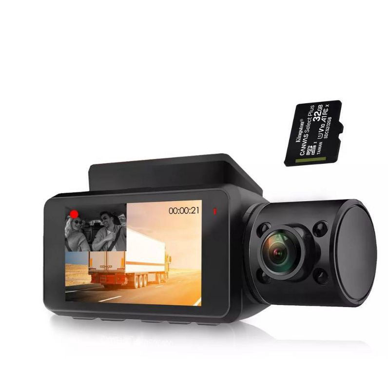 slide 9 of 17, Rexing V3C Dual Channel Front & Cabin 1080p Dash Cam with App Control: Vehicle Electronics, 1 ct