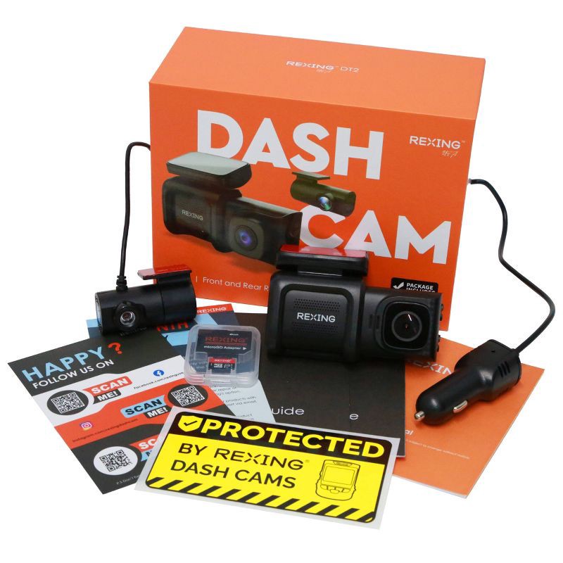 slide 14 of 16, Rexing DT2 Dual Channel 1080p Front and Rear Dash Cam, 1 ct