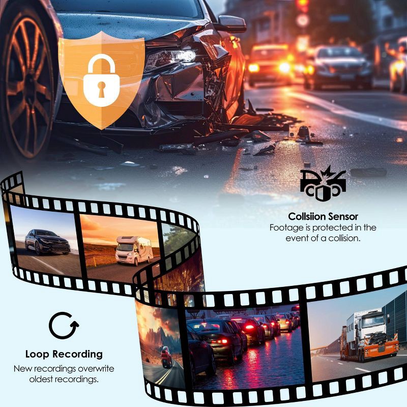 slide 4 of 16, Rexing DT2 Dual Channel 1080p Front and Rear Dash Cam, 1 ct