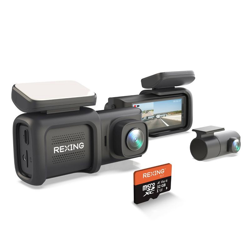 slide 1 of 16, Rexing DT2 Dual Channel 1080p Front and Rear Dash Cam, 1 ct