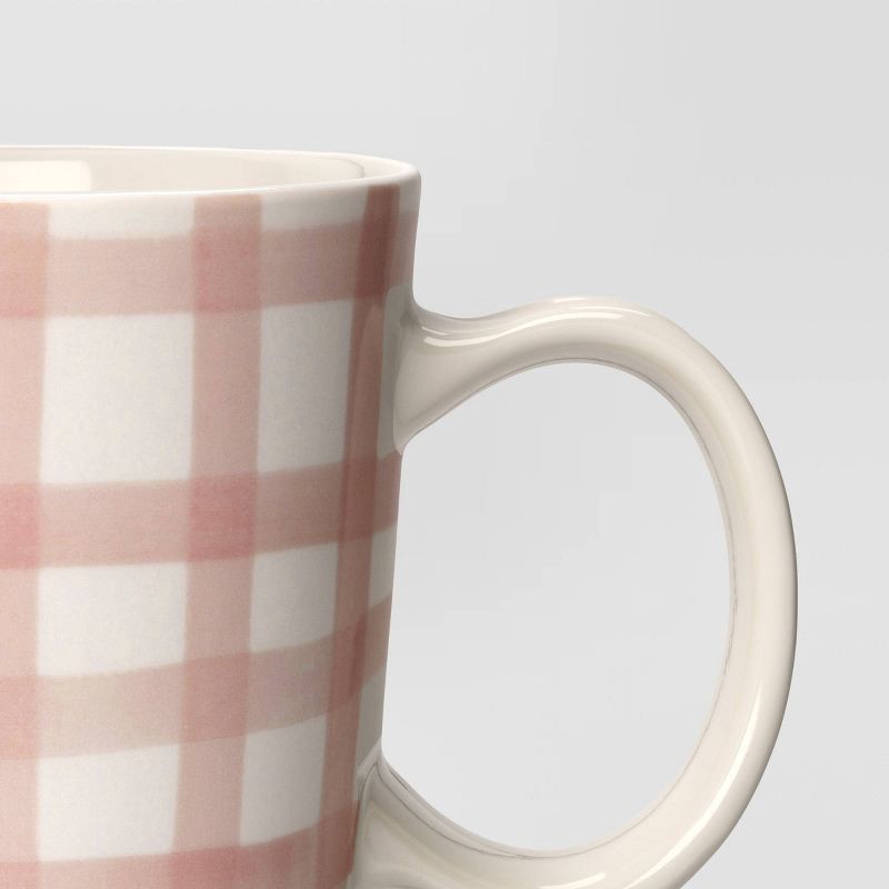 slide 3 of 3, 16oz Stoneware Mug Dark Pink Plaid - Threshold™, 16 oz