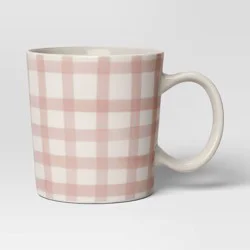 16oz Stoneware Mug Dark Pink Plaid - Threshold™
