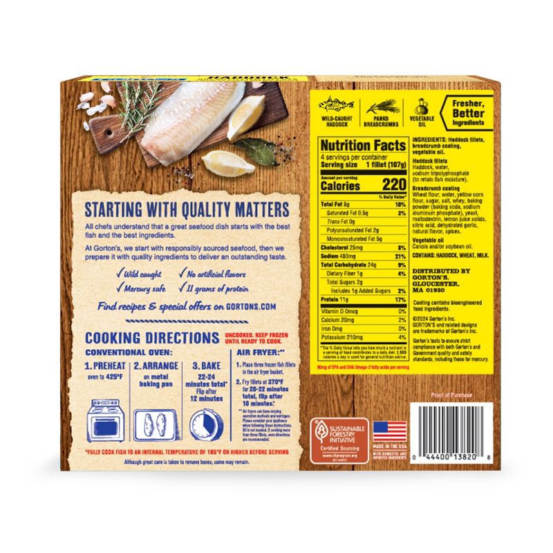 slide 2 of 7, Gorton's Breaded Haddock Fish Fillets - Frozen - 14.6oz, 14.6 oz