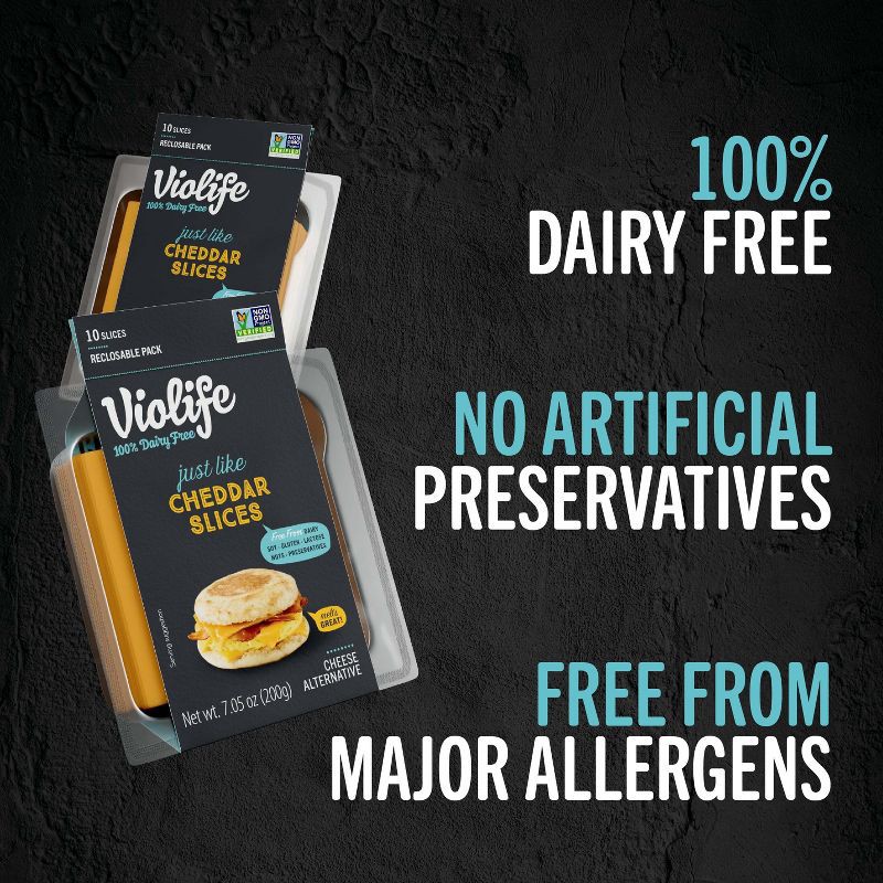 slide 2 of 7, Violife Just Like Cheddar Slices Vegan Cheese Alternative - 7.05oz/10ct, 7.05 oz, 10 ct