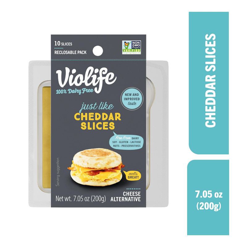 slide 1 of 7, Violife Just Like Cheddar Slices Vegan Cheese Alternative - 7.05oz/10ct, 7.05 oz, 10 ct