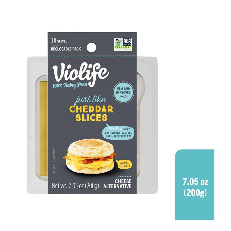 slide 1 of 7, Violife Just Like Cheddar Slices Vegan Cheese Alternative - 7.05oz/10ct, 7.05 oz, 10 ct