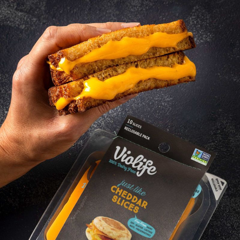 slide 5 of 7, Violife Just Like Cheddar Slices Vegan Cheese Alternative - 7.05oz/10ct, 7.05 oz, 10 ct