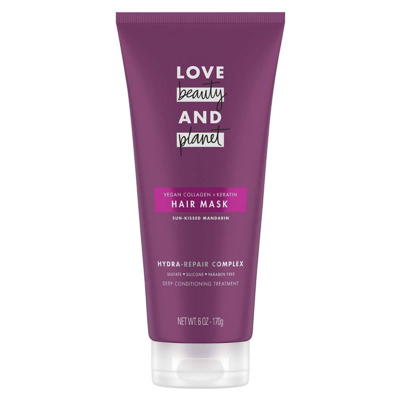 slide 2 of 7, Love Beauty and Planet Sun Kiss Mandarin Hair Mask Deep Conditioning Treatment Vegan Collagen + Keratin - 6oz, 6 oz