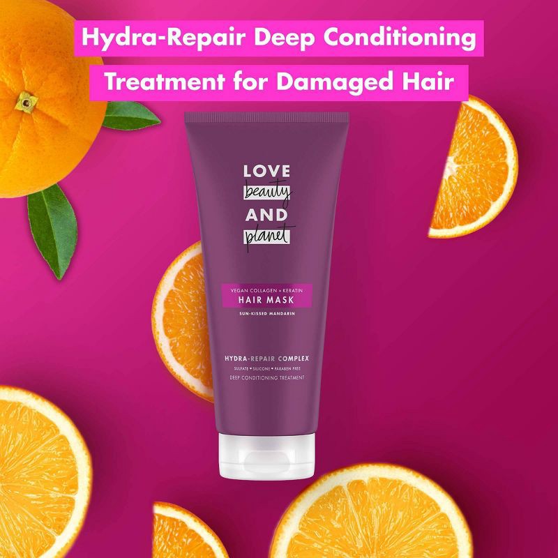 slide 4 of 7, Love Beauty and Planet Sun Kiss Mandarin Hair Mask Deep Conditioning Treatment Vegan Collagen + Keratin - 6oz, 6 oz