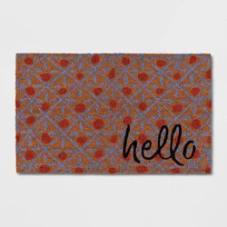 1'6"x2'6" 'Hello' Tile Doormat Natural/Blue - Threshold™