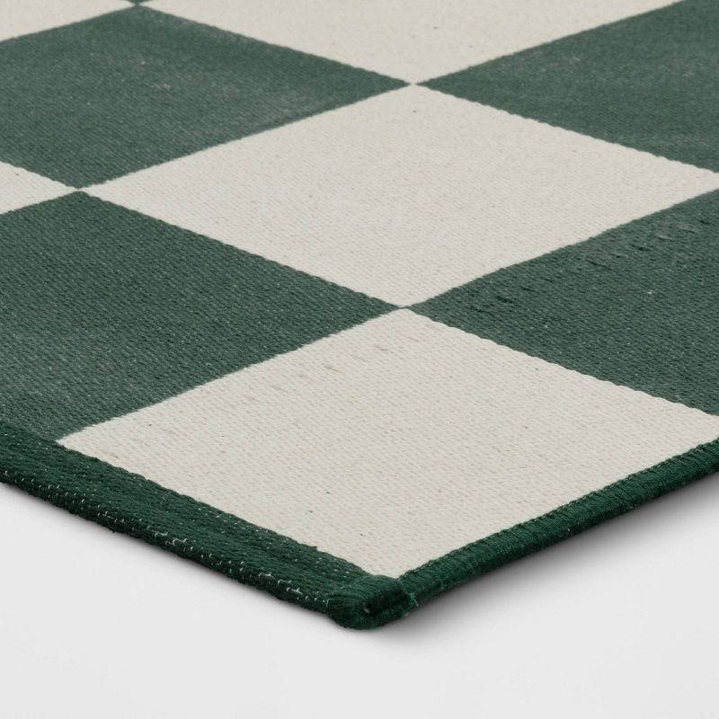 slide 4 of 4, 4'x5'6" Checkered Area Rug Ivory/Green - Room Essentials™, 1 ct
