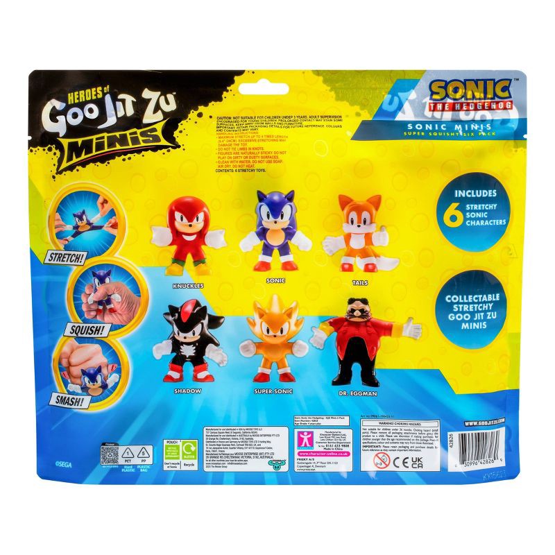 slide 3 of 12, Goo Jit Zu Sonic the Hedgehog Super Squishy Mini Figure Set - 6pk: TPR Material, Superheroes and Comics Theme, 6 ct