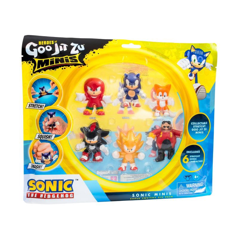 slide 10 of 12, Goo Jit Zu Sonic the Hedgehog Super Squishy Mini Figure Set - 6pk: TPR Material, Superheroes and Comics Theme, 6 ct