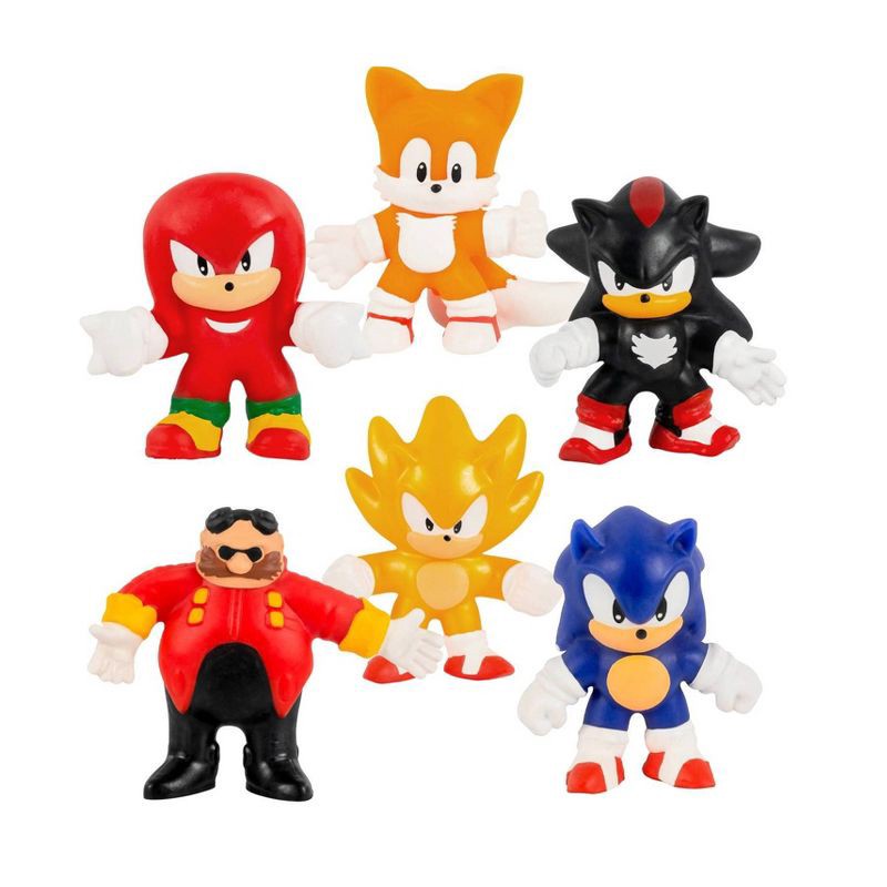 slide 1 of 12, Goo Jit Zu Sonic the Hedgehog Super Squishy Mini Figure Set - 6pk: TPR Material, Superheroes and Comics Theme, 6 ct