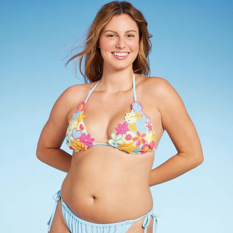 Women'sMixed Icon Crochet Triangle Bikini Top - Wild Fable™ Blue Women'sMixed Icon Crochet Triangle Bikini Top - Wild Fable™ Blue
