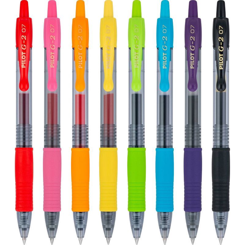slide 2 of 8, Pilot 8pk G2 Gel Pens Fine Point 0.7mm Multicolored Ink, 8 ct