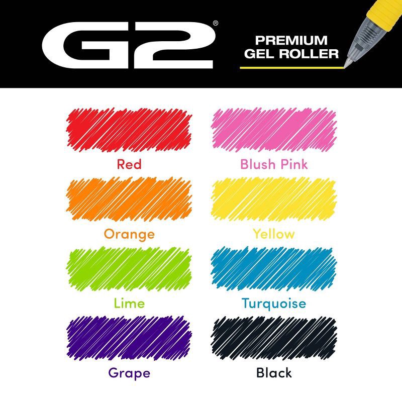 slide 8 of 8, Pilot 8pk G2 Gel Pens Fine Point 0.7mm Multicolored Ink, 8 ct