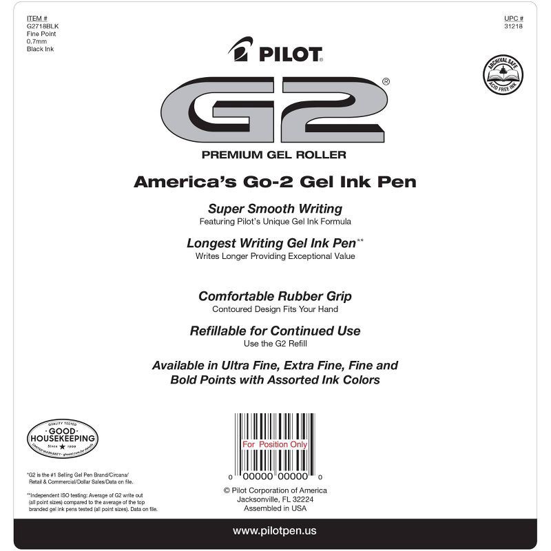slide 6 of 8, Pilot 18pk G2 Gel Pens Fine Point 0.7mm Black Ink, 18 ct