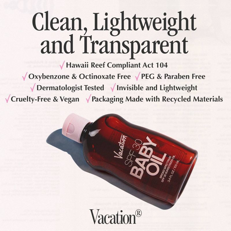 slide 4 of 9, Vacation Baby Oil - SPF 30 - 3.4 fl oz, 30 x 3.4 fl oz