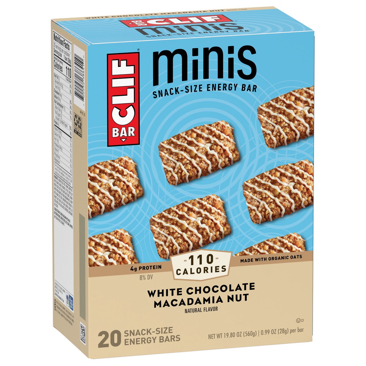 slide 2 of 9, CLIF BAR Minis - White Chocolate Macadamia Nut Flavor - Made with Organic Oats - 4g Protein - Non-GMO - Plant Based - Snack-Size Energy Bars - 0.99 oz. (20 Pack), 20 ct