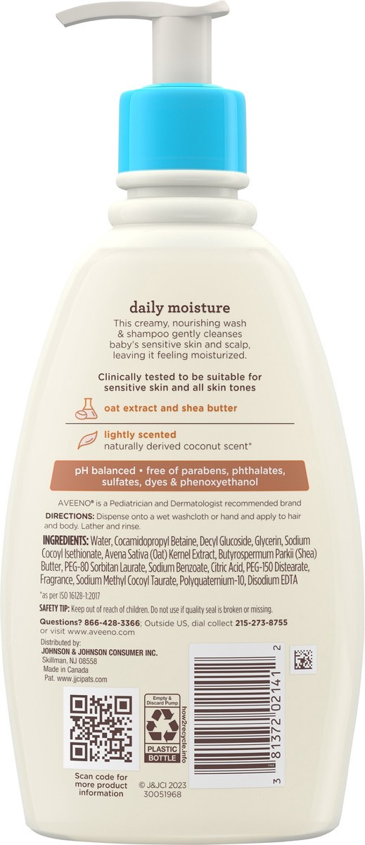 slide 5 of 10, Aveeno Baby Daily Moisturizing 2-in-1 Body Wash & Shampoo, Gentle Coconut Scent, 12 Fl. Oz, 12 fl oz