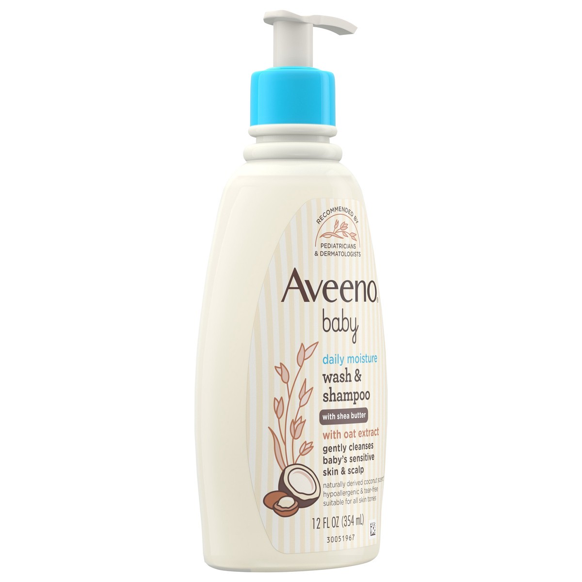 slide 9 of 10, Aveeno Baby Daily Moisturizing 2-in-1 Body Wash & Shampoo, Gentle Coconut Scent, 12 Fl. Oz, 12 fl oz