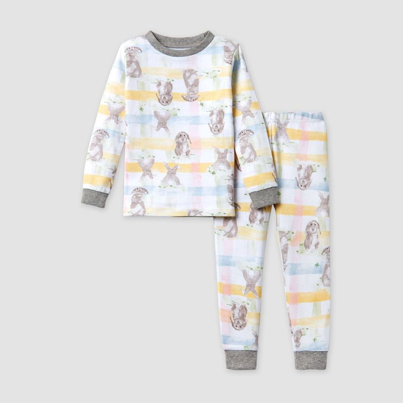 Burt s Bees Baby Toddler Easter Bunny Plaid Snug Fit Pajama Set Gray White 3T 1 ct Shipt