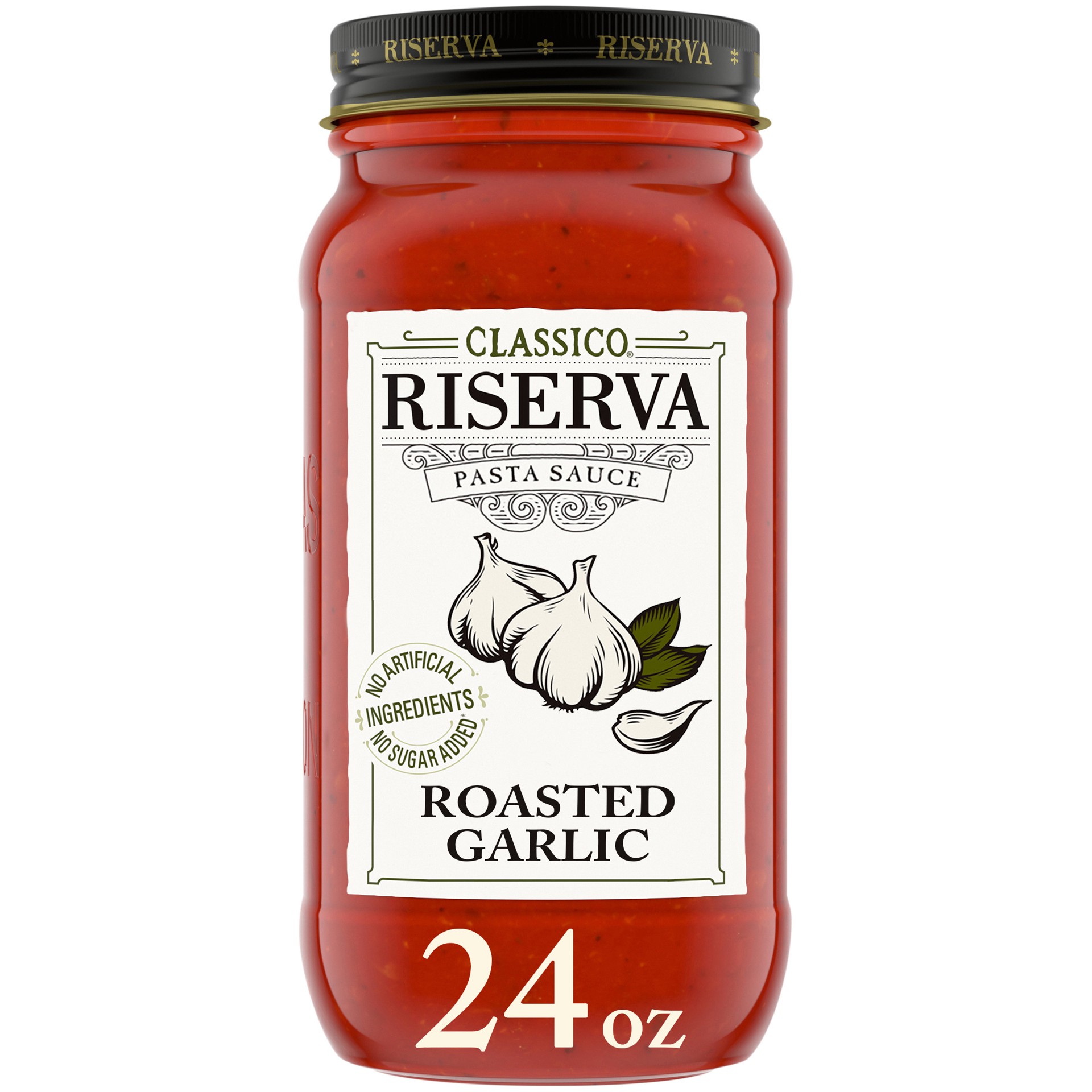 slide 1 of 14, Classico Riserva Roasted Garlic Pasta Sauce, 24 oz Jar, 24 oz