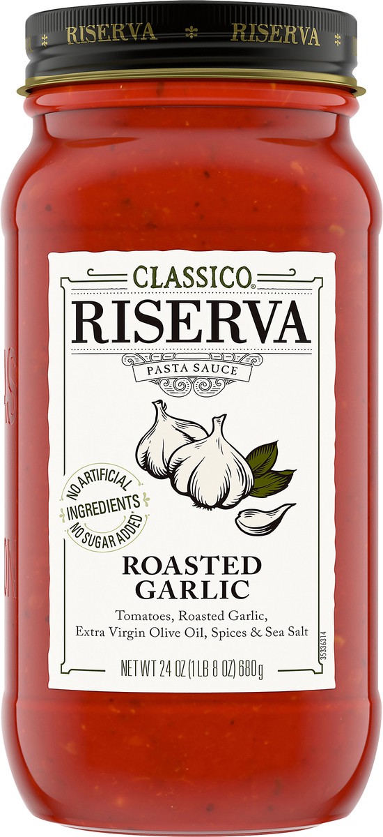 slide 7 of 14, Classico Riserva Roasted Garlic Pasta Sauce, 24 oz Jar, 24 oz