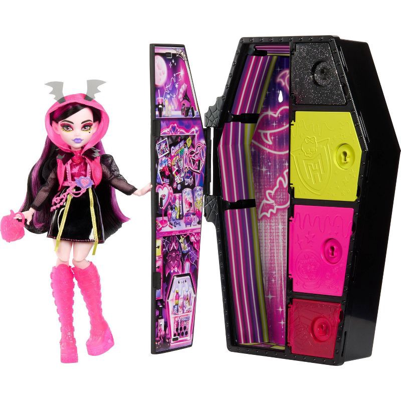 slide 1 of 6, Monster High Doll, Draculaura, Skulltimate Secrets: Neon Frights, 1 ct