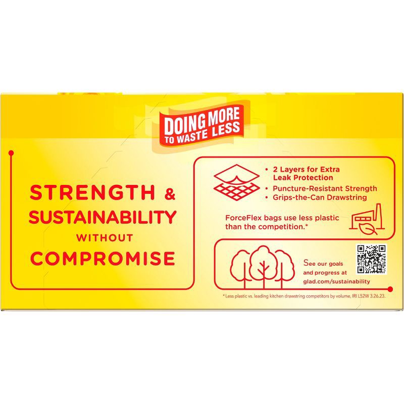 slide 9 of 9, Glad ForceFlex DrawString Trash Bags - Lemon Zest - 13gal/50ct, 13 gal, 50 ct
